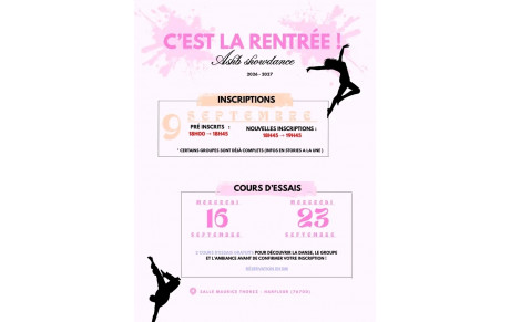 Inscription et reprise des cours de la section Show dance (Danse moderne)